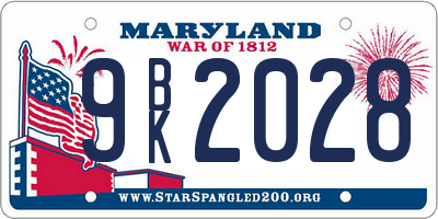 MD license plate 9BK2028