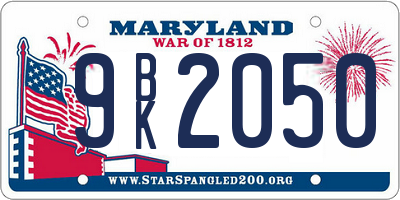 MD license plate 9BK2050