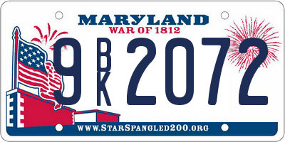 MD license plate 9BK2072