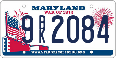 MD license plate 9BK2084