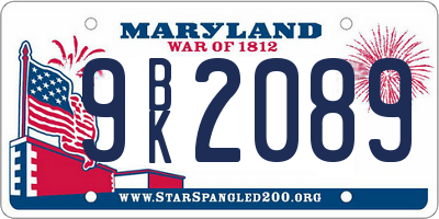 MD license plate 9BK2089