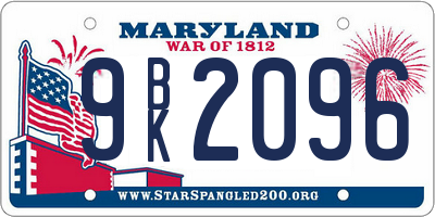 MD license plate 9BK2096