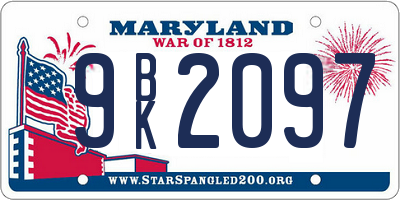 MD license plate 9BK2097