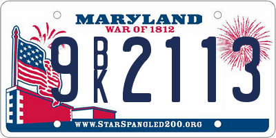 MD license plate 9BK2113