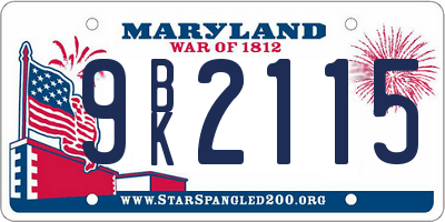 MD license plate 9BK2115