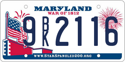 MD license plate 9BK2116