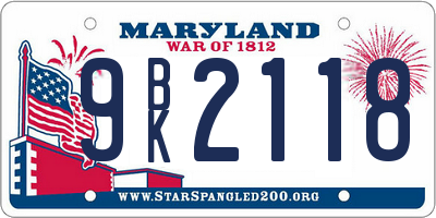 MD license plate 9BK2118