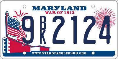 MD license plate 9BK2124