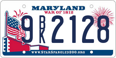 MD license plate 9BK2128