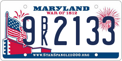 MD license plate 9BK2133