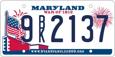 MD license plate 9BK2137