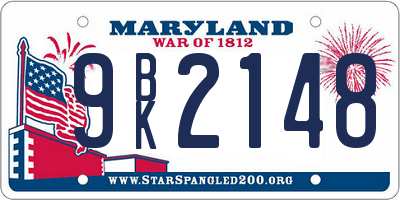 MD license plate 9BK2148