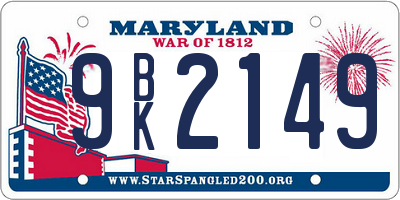 MD license plate 9BK2149