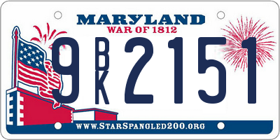 MD license plate 9BK2151