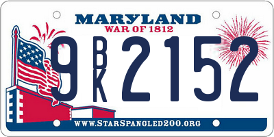 MD license plate 9BK2152