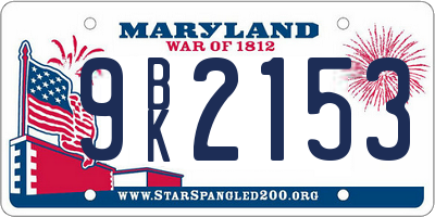 MD license plate 9BK2153