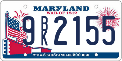 MD license plate 9BK2155