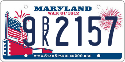 MD license plate 9BK2157