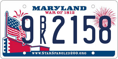 MD license plate 9BK2158