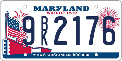 MD license plate 9BK2176