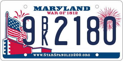 MD license plate 9BK2180