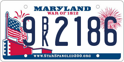 MD license plate 9BK2186