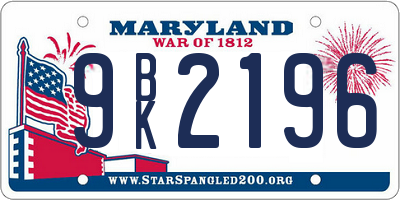 MD license plate 9BK2196