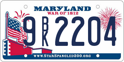 MD license plate 9BK2204