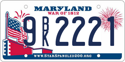 MD license plate 9BK2221