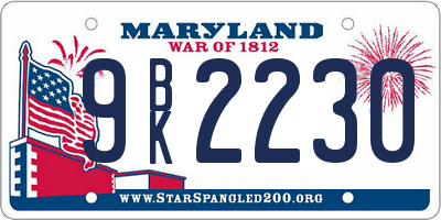 MD license plate 9BK2230