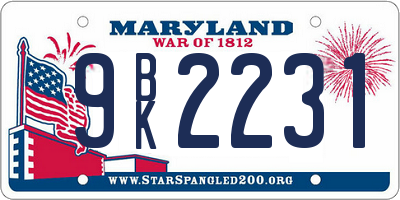 MD license plate 9BK2231