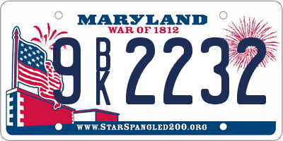 MD license plate 9BK2232