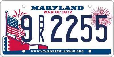 MD license plate 9BK2255
