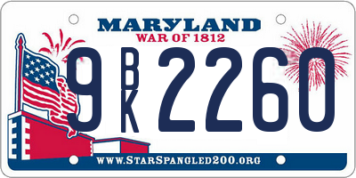 MD license plate 9BK2260