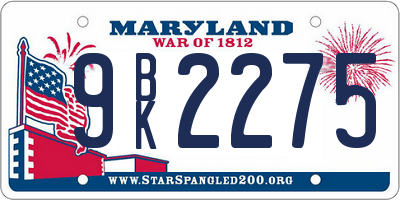 MD license plate 9BK2275
