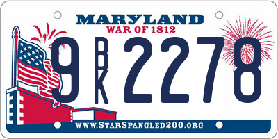 MD license plate 9BK2278