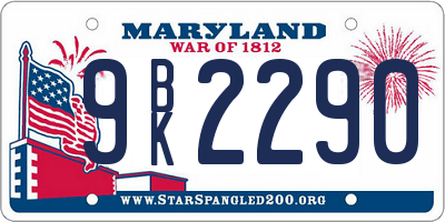MD license plate 9BK2290