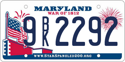 MD license plate 9BK2292