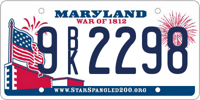 MD license plate 9BK2298