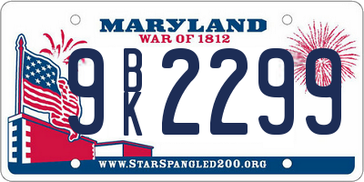 MD license plate 9BK2299