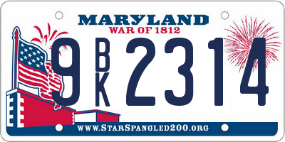MD license plate 9BK2314