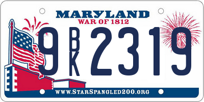 MD license plate 9BK2319