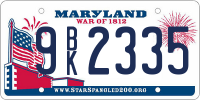 MD license plate 9BK2335