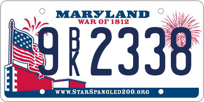 MD license plate 9BK2338