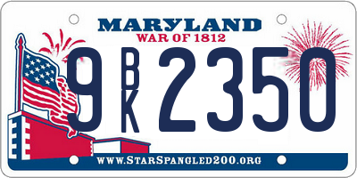 MD license plate 9BK2350