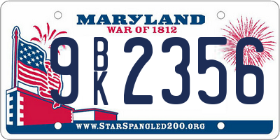 MD license plate 9BK2356