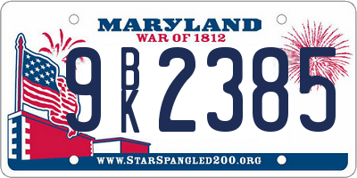 MD license plate 9BK2385