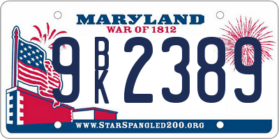 MD license plate 9BK2389