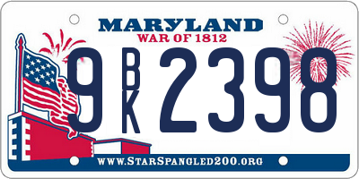 MD license plate 9BK2398