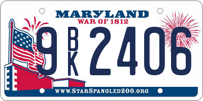 MD license plate 9BK2406